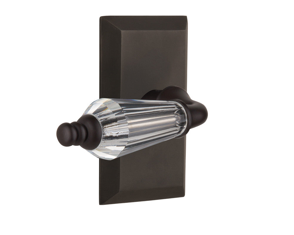 Nostalgic 714404: Studio Backplate w/Parlour Lever Privacy Door Set - Oil-Rubbed Bronze