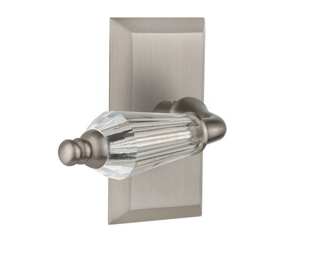 Nostalgic 714406: Studio Backplate w/Parlour Lever Privacy Door Set - Satin Nickel