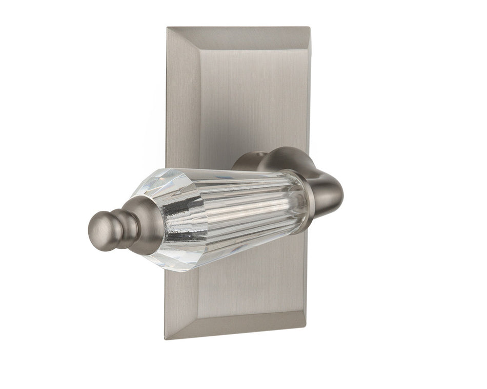 Nostalgic 714406: Studio Backplate w/Parlour Lever Privacy Door Set - Satin Nickel