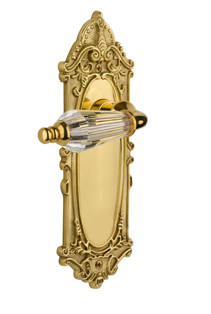 Nostalgic 714412: Victorian Backplate w/Parlour Lever Privacy Door Set - Unlacquered Brass