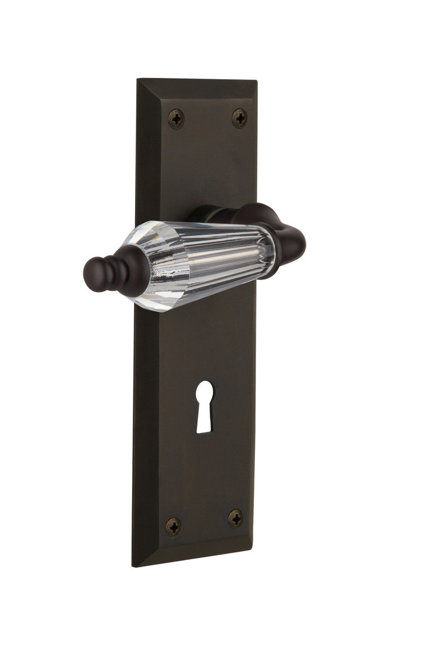 Nostalgic 714438: New York Backplate w/Parlour Lever Privacy Door Set - Oil-Rubbed Bronze