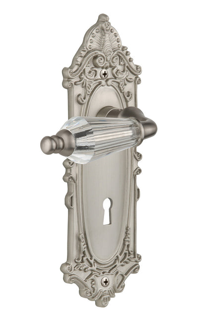 Nostalgic 714451: Victorian Backplate w/Parlour Lever Privacy Door Set - Satin Nickel