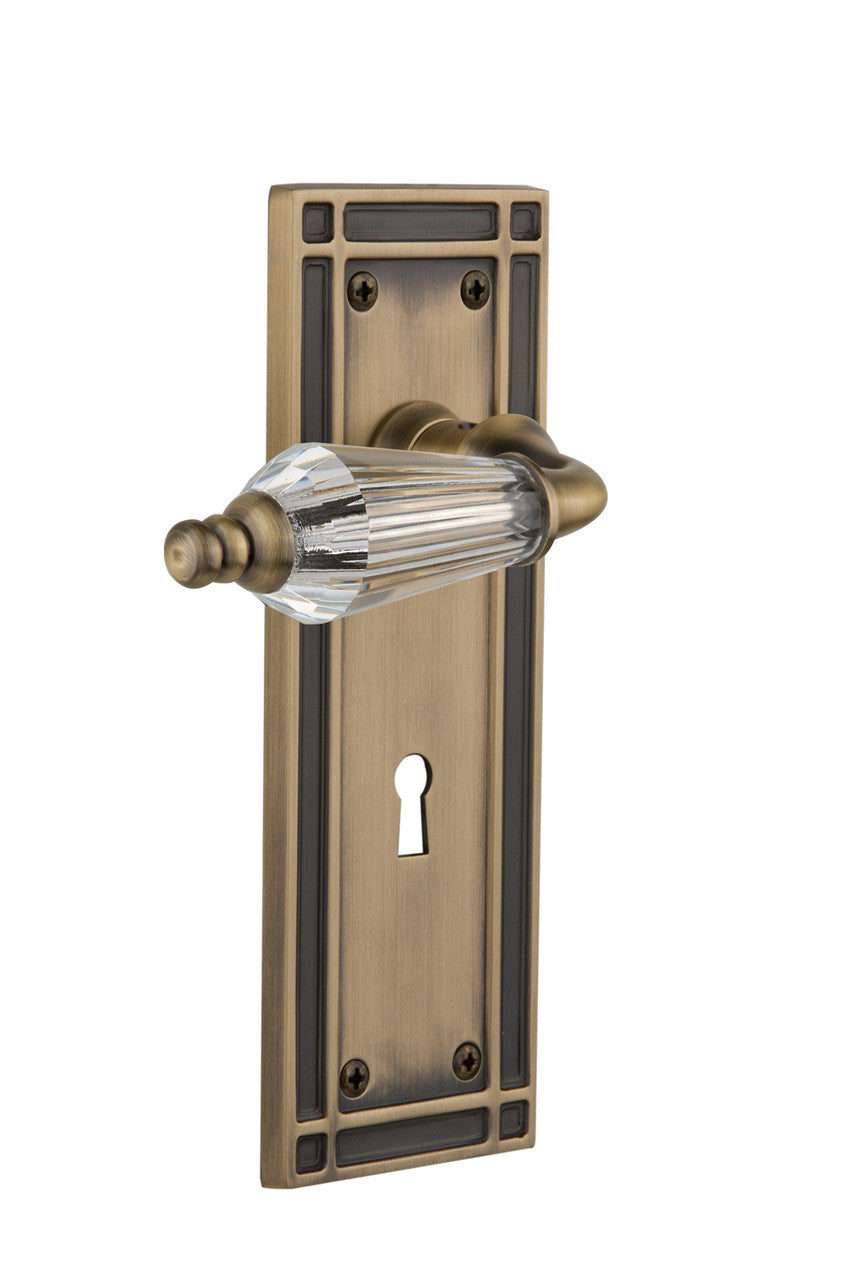 Nostalgic 714453: Mission Backplate w/Parlour Lever Privacy Door Set - Antique Brass