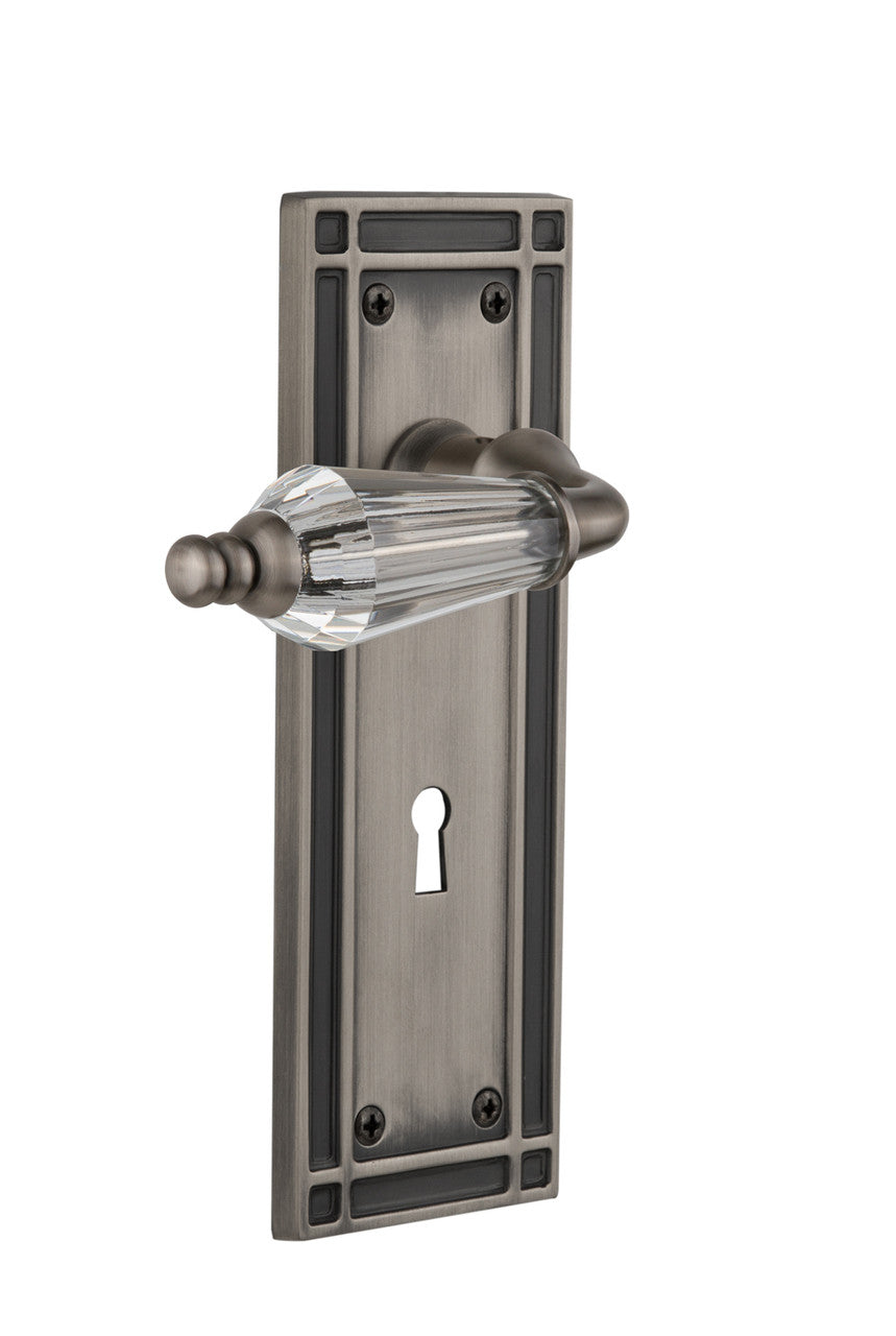 Nostalgic 714454: Mission Backplate w/Parlour Lever Privacy Door Set - Antique Pewter