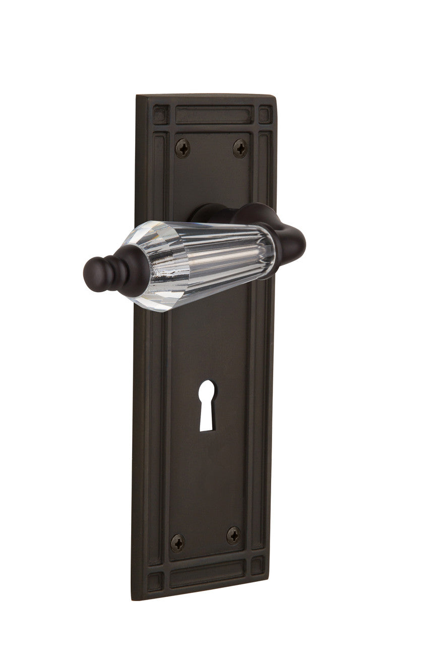 Nostalgic 714455: Mission Backplate w/Parlour Lever Privacy Door Set - Oil-Rubbed Bronze