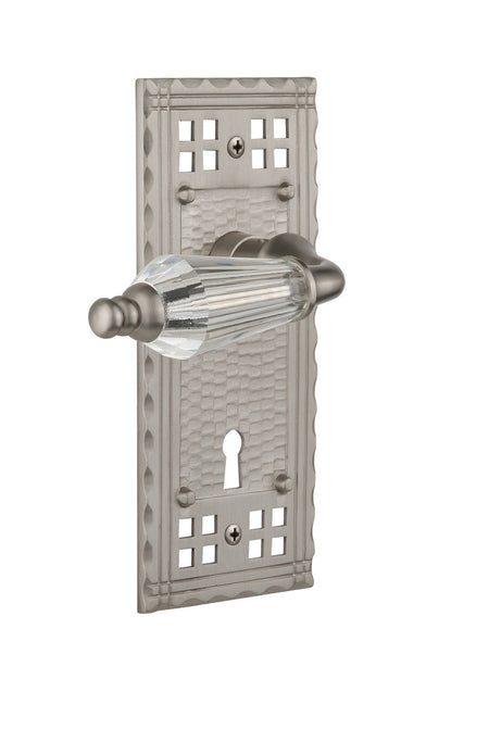 Nostalgic 714460: Craftsman Backplate w/Parlour Lever Privacy Door Set - Satin Nickel