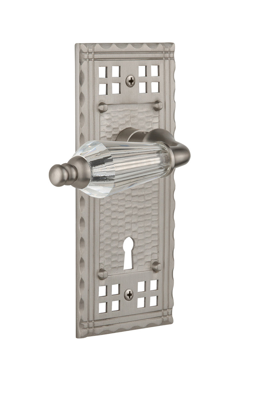 Nostalgic 714460: Craftsman Backplate w/Parlour Lever Privacy Door Set - Satin Nickel
