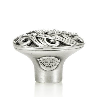 Edgar Bererbi 7149MS: 1-1/8" Belmont Cabinet Knob - Matte Sterling Silver/Swarovski Crystal