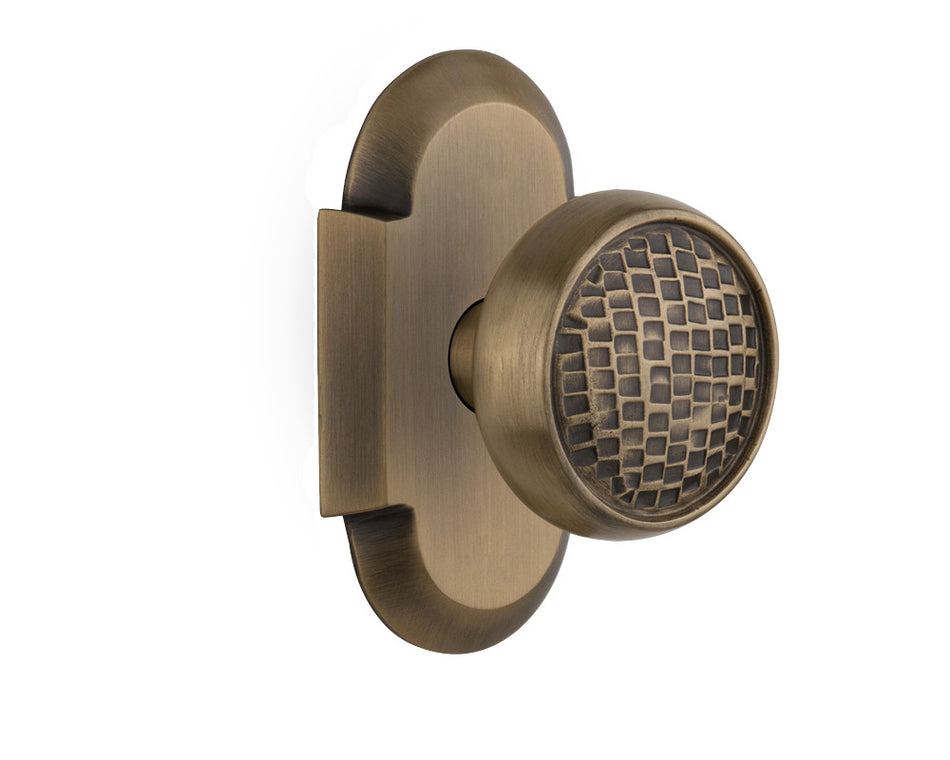 Nostalgic 715166: Cottage Backplate w/Craftsman Knob Passage Door Set - Antique Brass