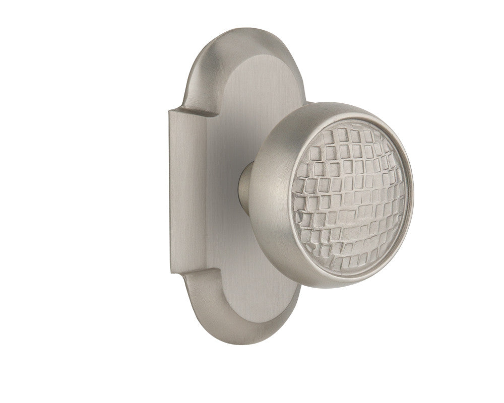 Nostalgic 715169: Cottage Backplate w/Craftsman Knob Passage Door Set - Satin Nickel