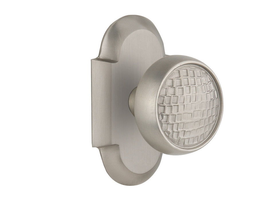 Nostalgic 715177: Cottage Backplate w/Craftsman Knob Single Dummy Door Set - Satin Nickel