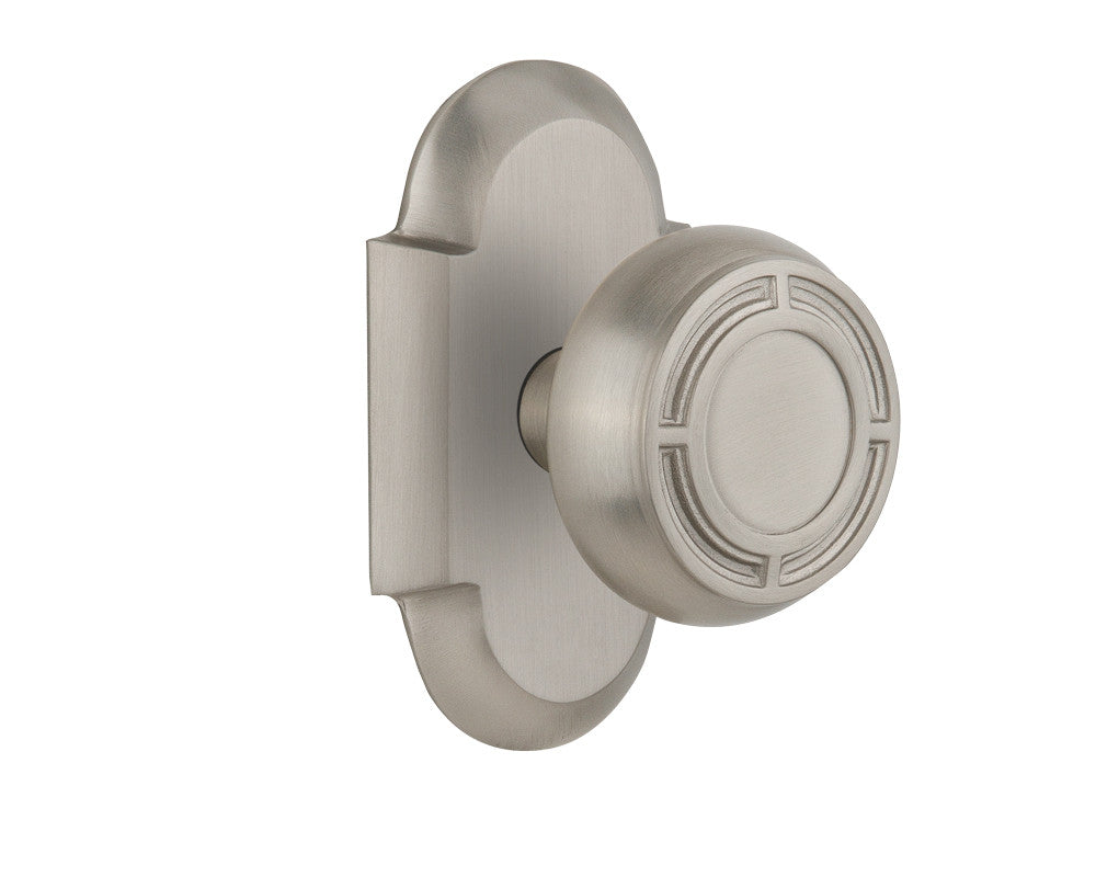 Nostalgic 715181: Cottage Backplate w/Mission Knob Single Dummy Door Set - Satin Nickel