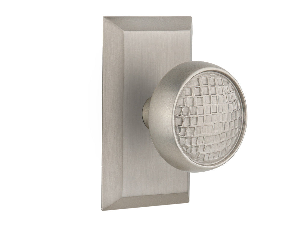 Nostalgic 715201: Studio Backplate w/Craftsman Knob Passage Door Set - Satin Nickel