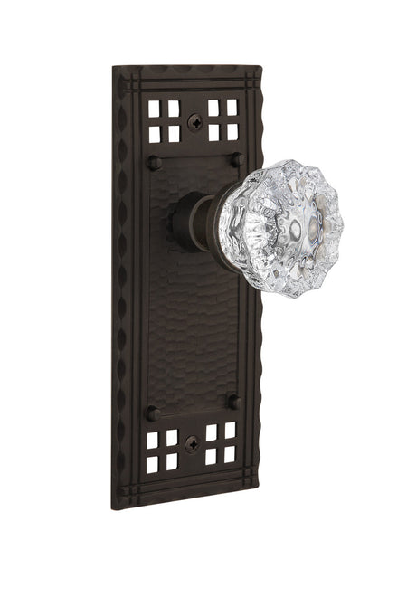 Nostalgic 715232: Craftsman Backplate w/Clear Crystal Glass Knob Passage Door Set - Oil-Rubbed Bronze