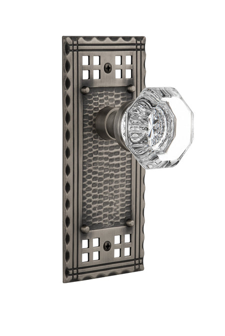 Nostalgic 715255: Craftsman Backplate w/Waldorf Knob Passage Door Set - Antique Pewter