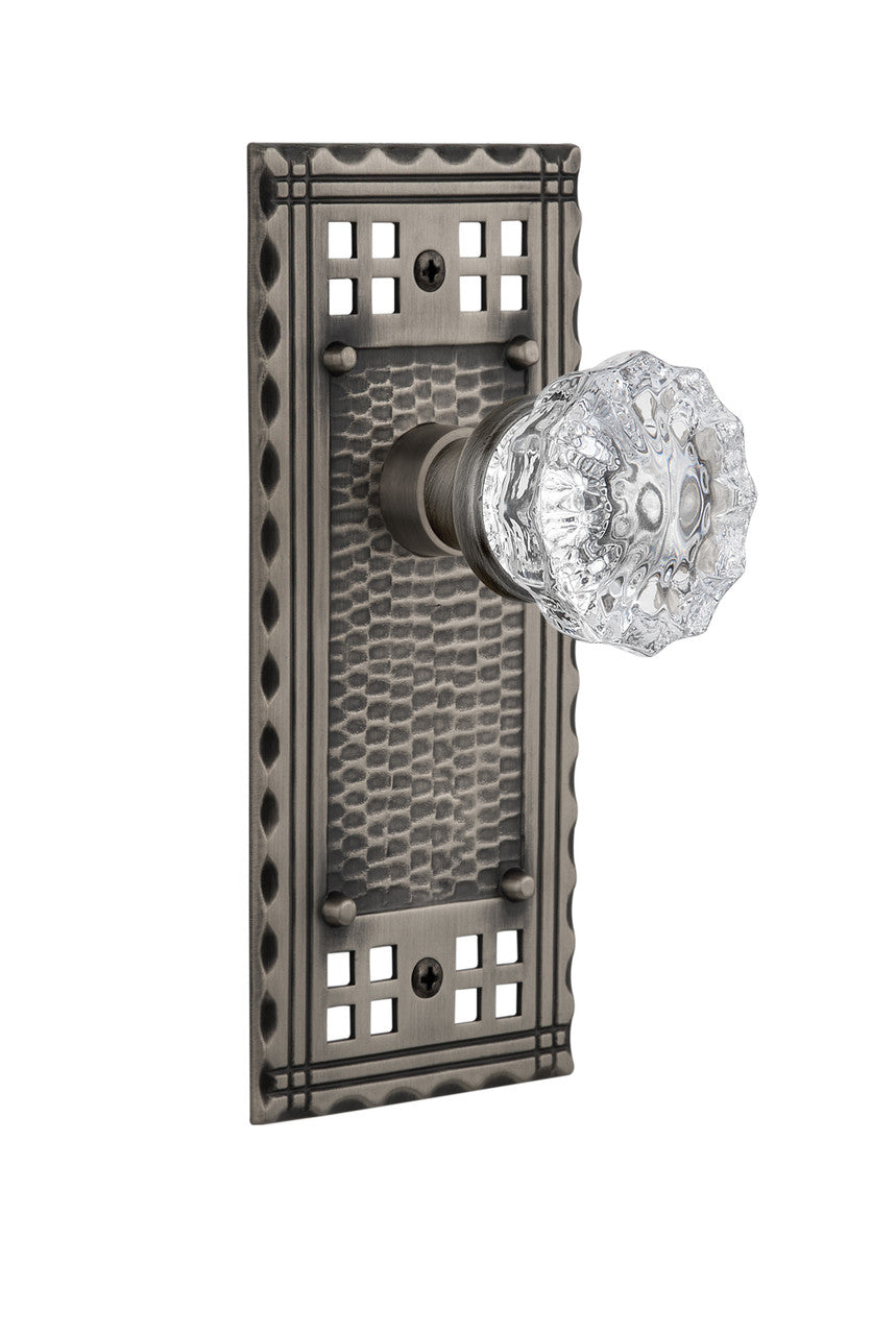 Nostalgic 715287: Craftsman Backplate w/Craftsman Knob Passage Door Set - Antique Pewter