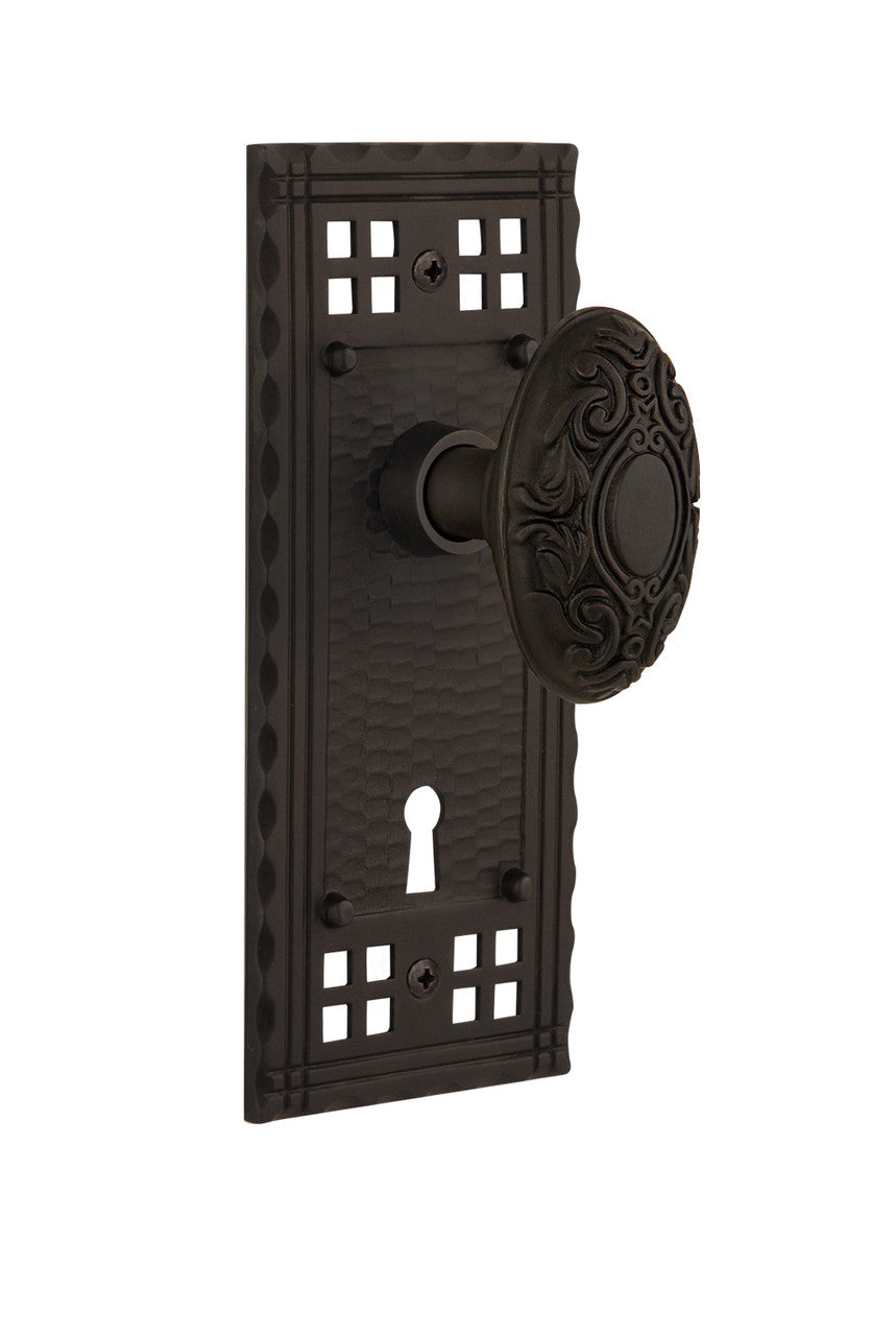 Nostalgic 715316: Craftsman Backplate w/Victorian Knob Passage Door Set - Oil-Rubbed Bronze
