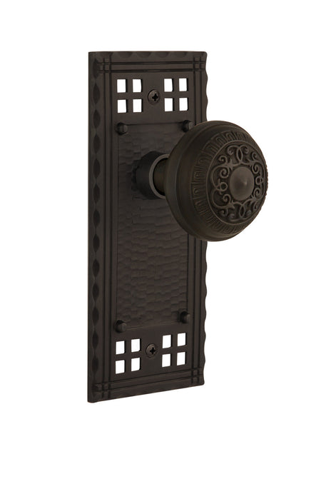 Nostalgic 715364: Craftsman Backplate w/Egg & Dart Knob Single Dummy Door Set - Oil-Rubbed Bronze