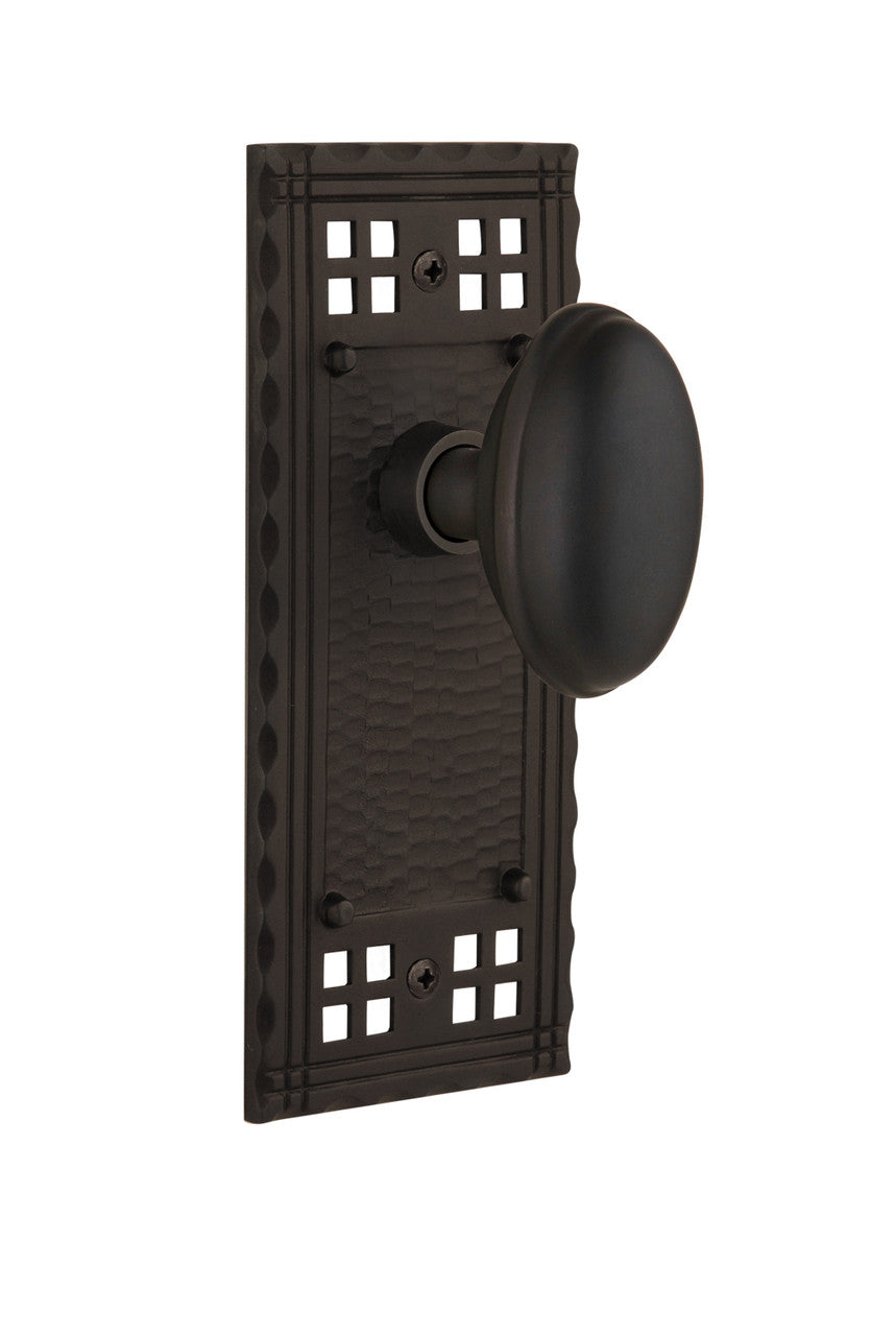 Nostalgic 715368: Craftsman Backplate w/Homestead Knob Single Dummy Door Set - Oil-Rubbed Bronze