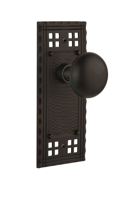 Nostalgic 715376: Craftsman Backplate w/New York Knob Single Dummy Door Set - Oil-Rubbed Bronze
