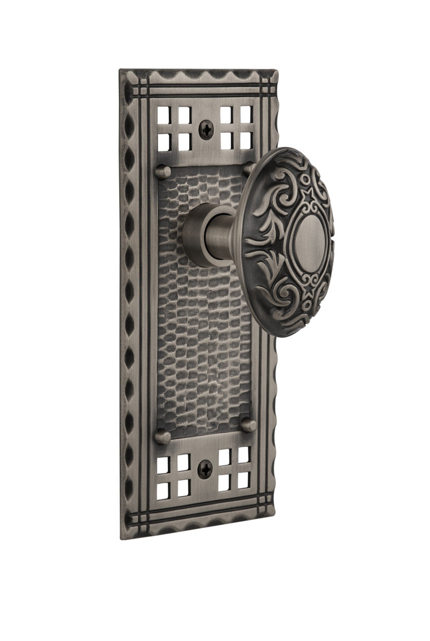 Nostalgic 715379: Craftsman Backplate w/Victorian Knob Single Dummy Door Set - Antique Pewter