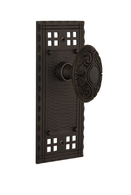 Nostalgic 715380: Craftsman Backplate w/Victorian Knob Single Dummy Door Set - Oil-Rubbed Bronze