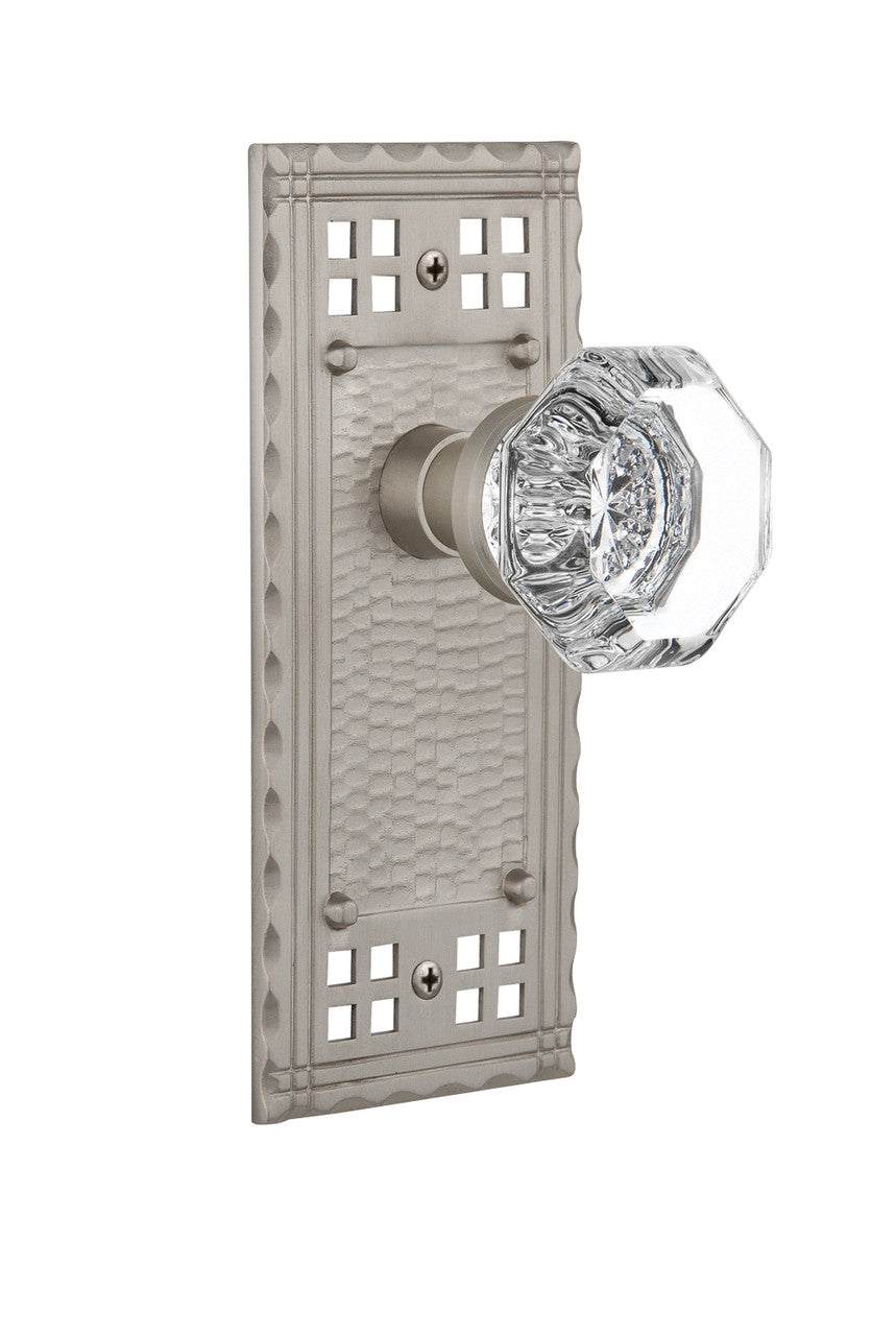Nostalgic 715385: Craftsman Backplate w/Waldorf Knob Single Dummy Door Set - Satin Nickel