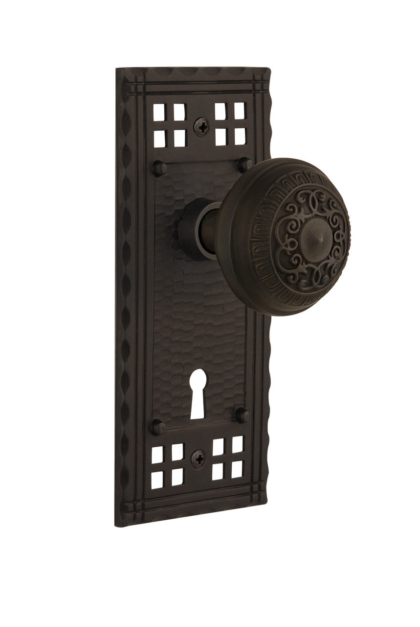 Nostalgic 715428: Craftsman Backplate w/Egg & Dart Knob Single Dummy Door Set - Oil-Rubbed Bronze