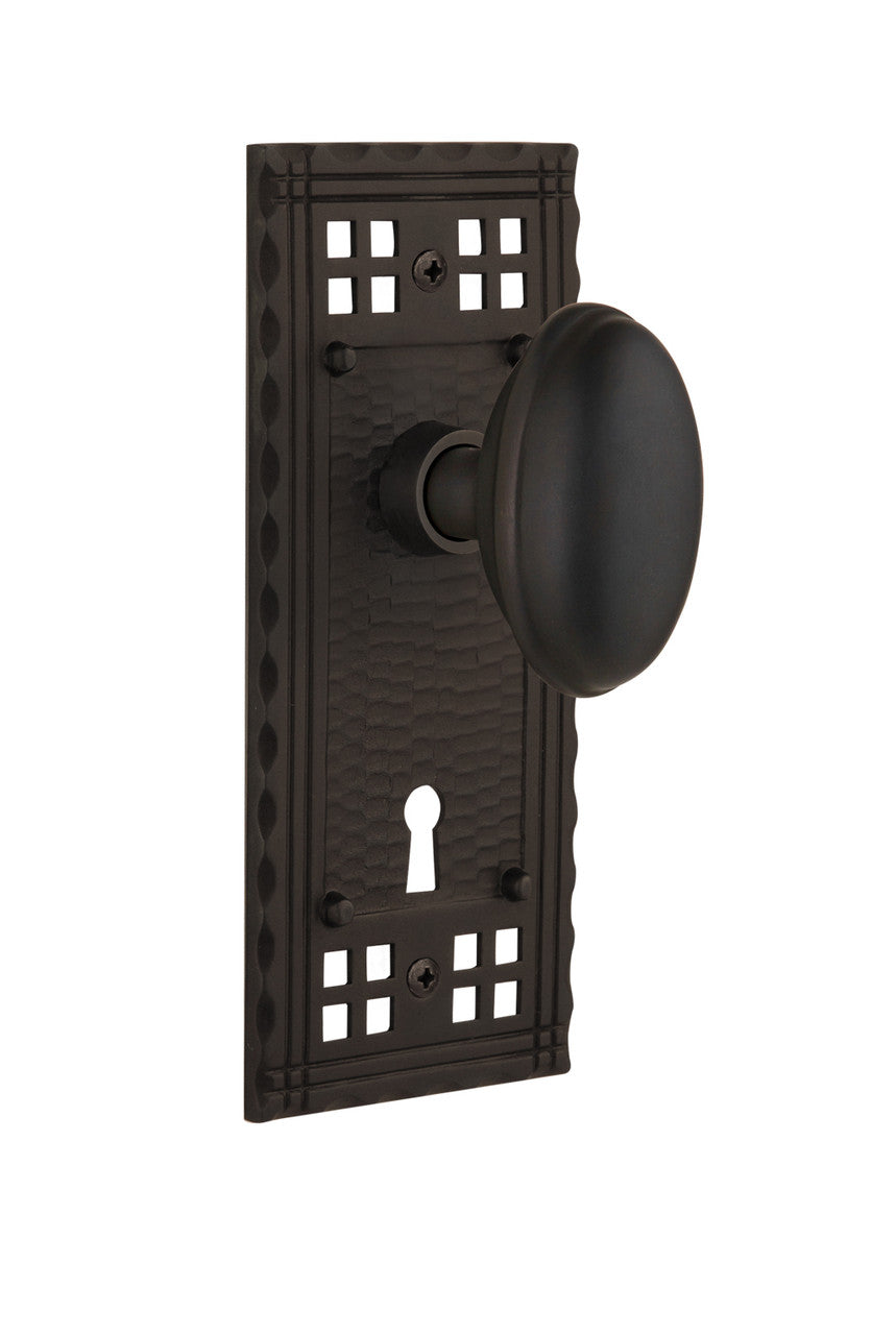 Nostalgic 715432: Craftsman Backplate w/Homestead Knob Single Dummy Door Set - Oil-Rubbed Bronze