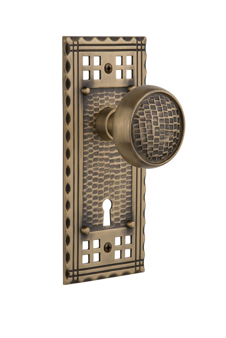 Nostalgic 715478: Craftsman Backplate w/Craftsman Knob Single Dummy Door Set - Antique Brass