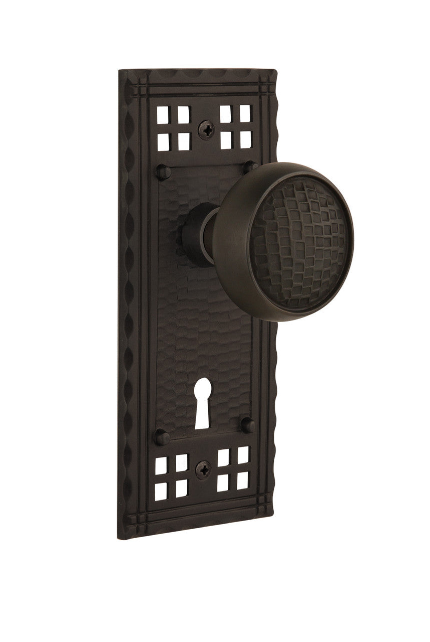 Nostalgic 715480: Craftsman Backplate w/Craftsman Knob Single Dummy Door Set - Oil-Rubbed Bronze