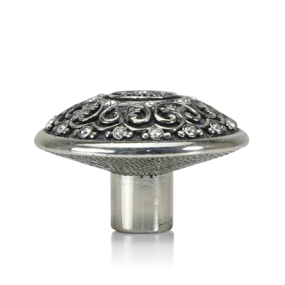 Edgar Bererbi 7156/16: York Cabinet Knob - Burnished Silver/Swarovski Crystal