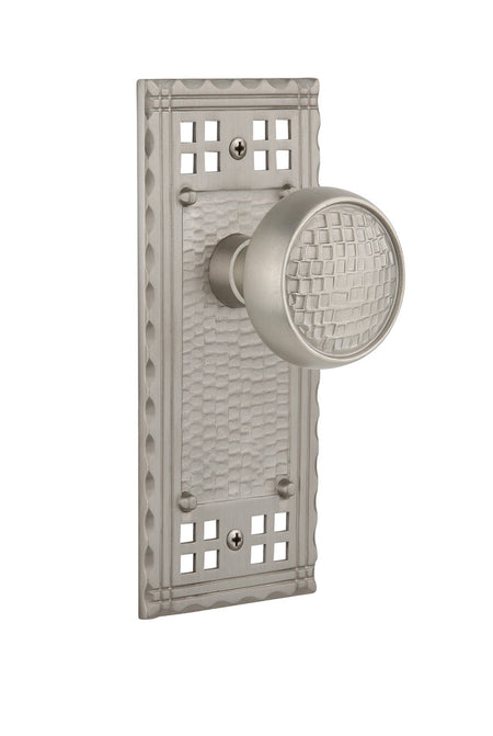Nostalgic 715673: Craftsman Backplate w/Craftsman Knob Privacy Door Set - Satin Nickel
