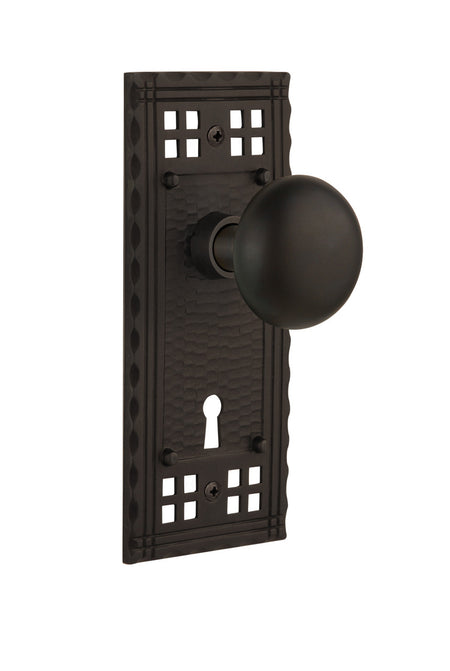Nostalgic 715696: Craftsman Backplate w/New York Knob Privacy Door Set - Oil-Rubbed Bronze