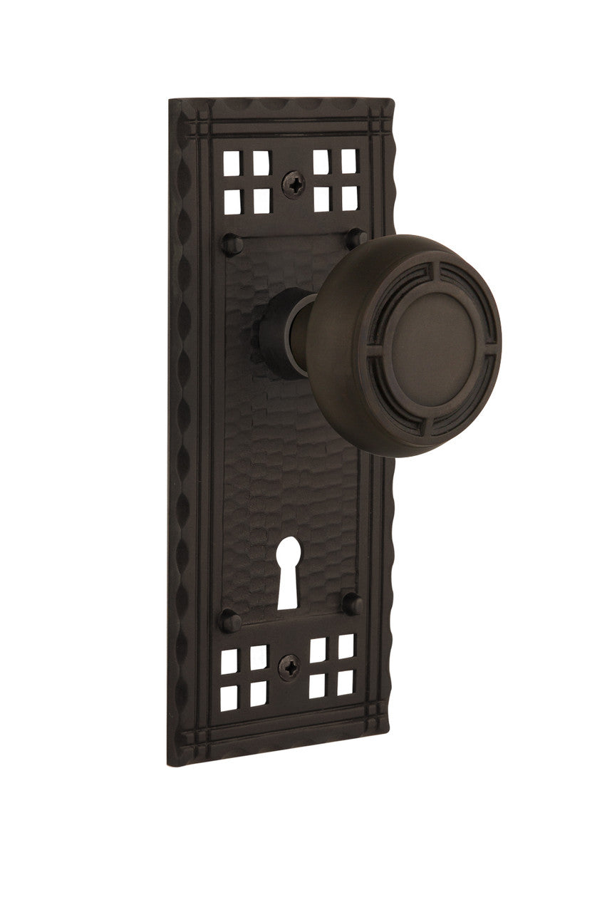 Nostalgic 715740: Craftsman Backplate w/Mission Knob Privacy Door Set - Oil-Rubbed Bronze