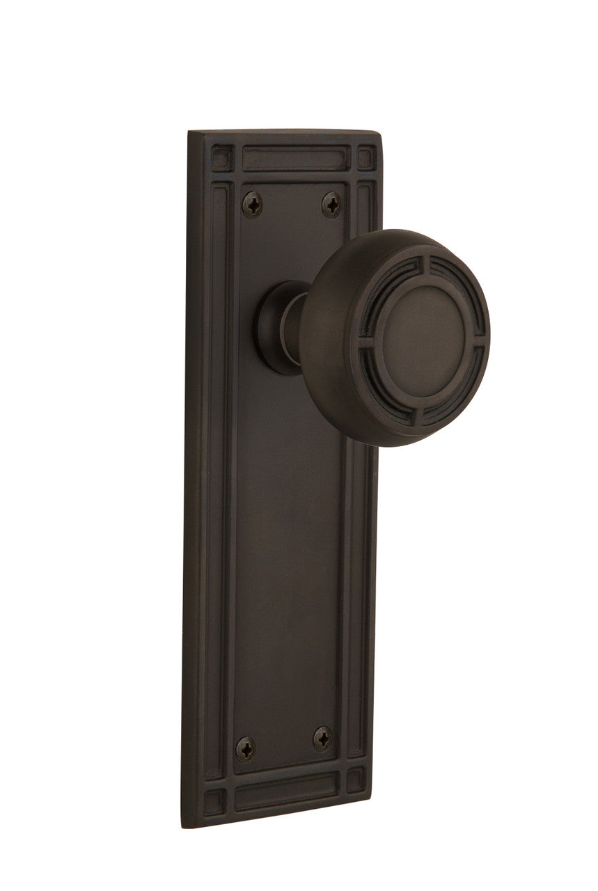 Nostalgic 715868: Mission Backplate w/Mission Knob Passage Door Set - Oil-Rubbed Bronze