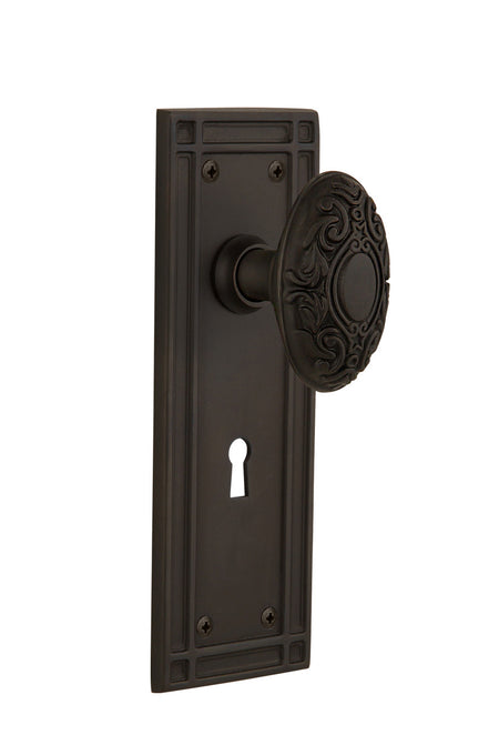 Nostalgic 715892: Mission Backplate w/Victorian Knob Passage Door Set - Oil-Rubbed Bronze