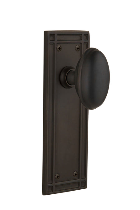 Nostalgic 715944: Mission Backplate w/Homestead Knob Single Dummy Door Set - Oil-Rubbed Bronze
