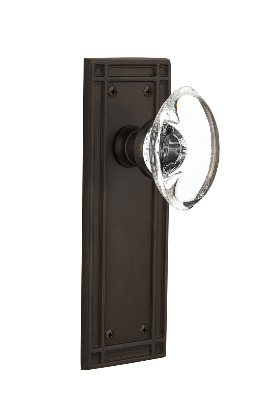 Nostalgic 715976: Mission Backplate w/Oval Clear Glass Crystal Knob Single Dummy Door Set - Oil-Rubbed Bronze