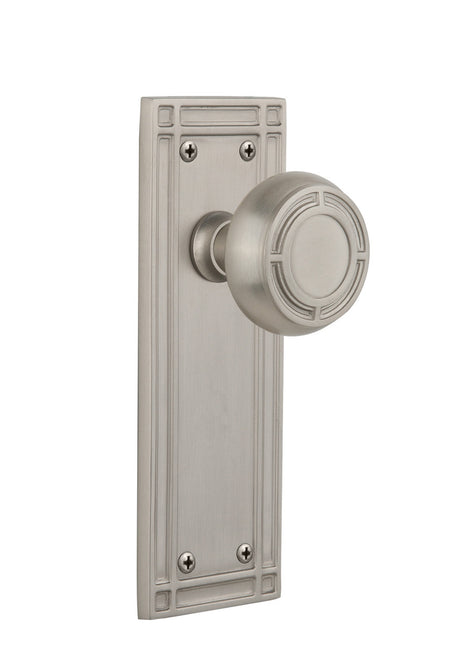 Nostalgic 715997: Mission Backplate w/Mission Knob Single Dummy Door Set - Satin Nickel