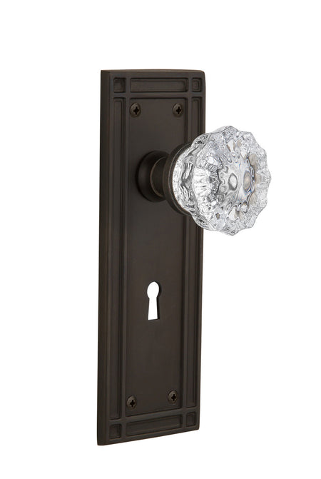 Nostalgic 716000: Mission Backplate w/Clear Crystal Glass Knob Single Dummy Door Set - Oil-Rubbed Bronze