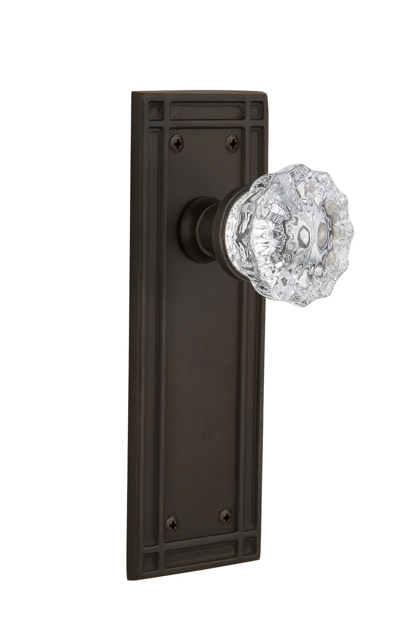 Nostalgic 716192: Mission Backplate w/Clear Crystal Glass Knob Privacy Door Set - Oil-Rubbed Bronze