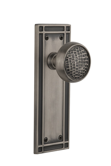 Nostalgic 716247: Mission Backplate w/Craftsman Knob Privacy Door Set - Antique Pewter