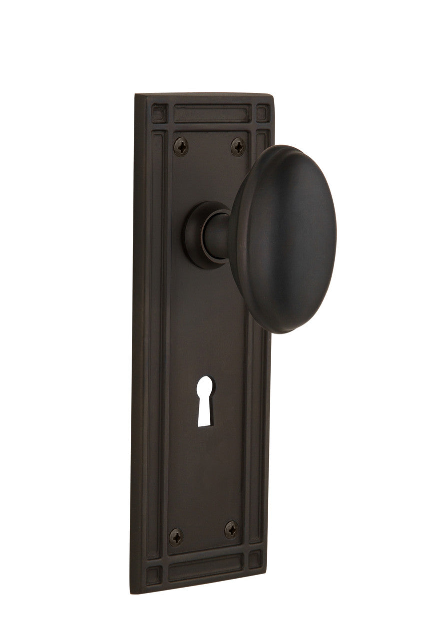 Nostalgic 716264: Mission Backplate w/Homestead Knob Privacy Door Set - Oil-Rubbed Bronze