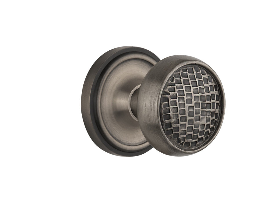 Nostalgic 716383: Classic Rosette w/Craftsman Knob Passage Door Set - Antique Pewter