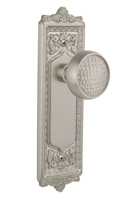 Nostalgic 716389: Egg & Dart Backplate w/Craftsman Knob Passage Door Set - Satin Nickel
