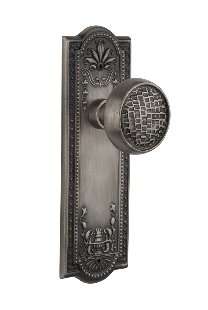 Nostalgic 716391: Meadows Backplate w/Craftsman Knob Passage Door Set - Antique Pewter