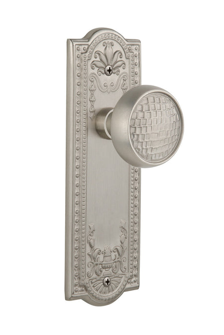 Nostalgic 716393: Meadows Backplate w/Craftsman Knob Passage Door Set - Satin Nickel