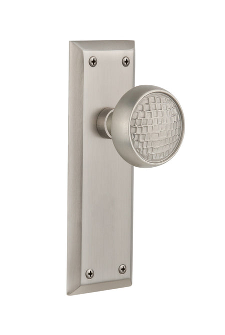 Nostalgic 716397: New York Backplate w/Craftsman Knob Passage Door Set - Satin Nickel