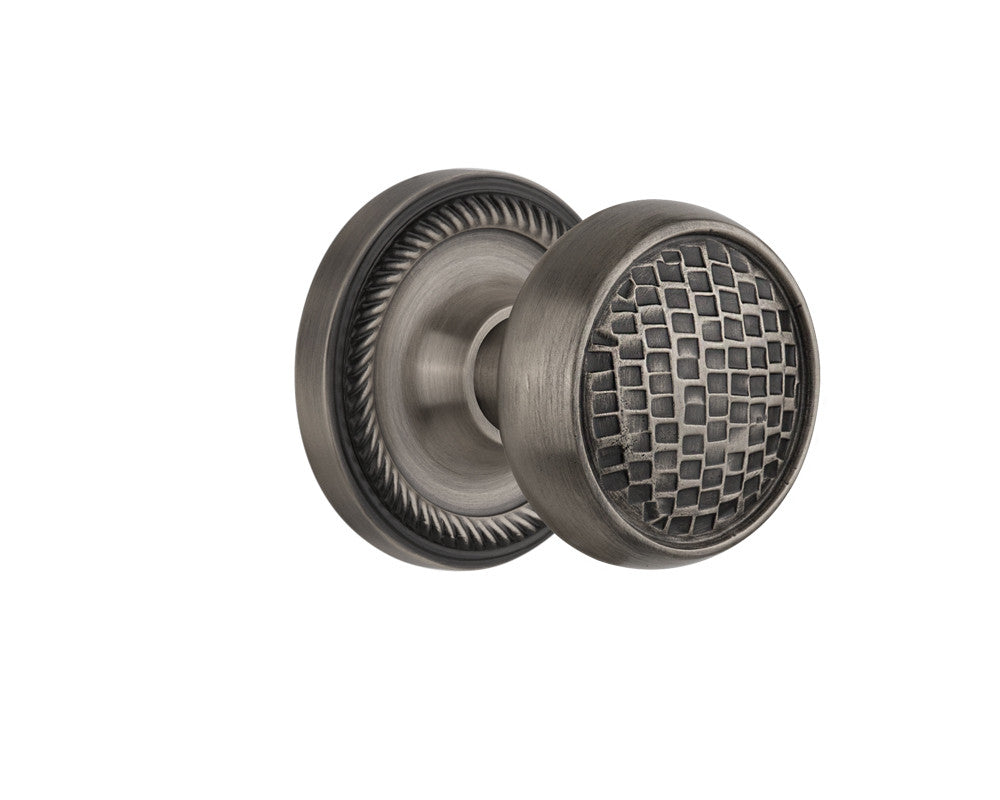 Nostalgic 716403: Rope Rosette w/Craftsman Knob Passage Door Set - Antique Pewter